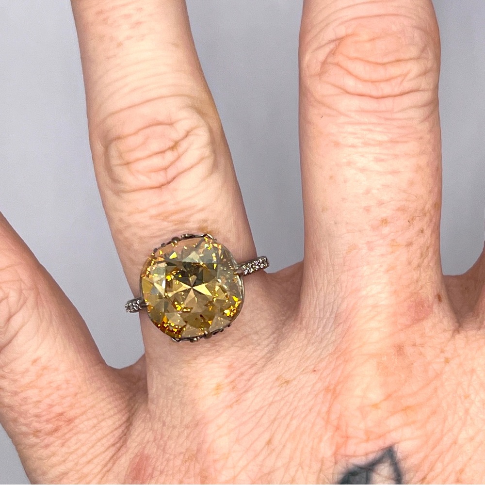 Large Peach CZ ring